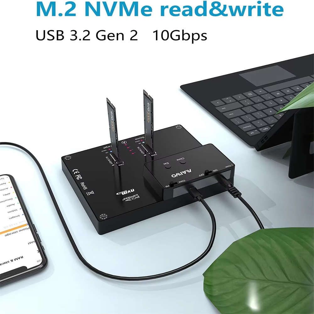 MAIWO 2 Bay M2 NVMe-dockingsta - 8Tb M2 Nvme Ssd recensie en prijs